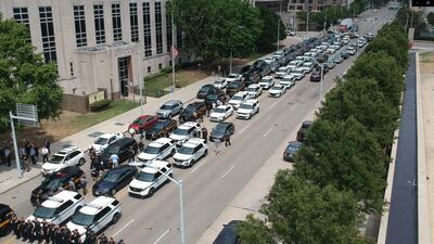 PHOTOS: Law enforcement procession escorts fallen Clark County deputy back to Springfield 