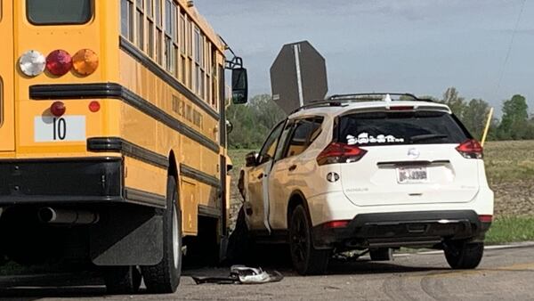 UPDATE: 1 taken to hospital after crash involving school bus in Clay Township 