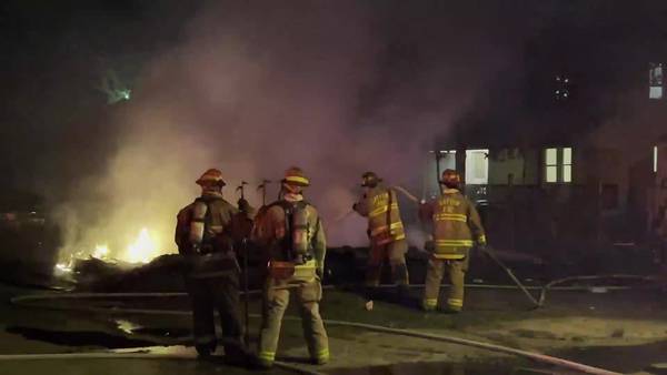 Detached garage destroyed after overnight fire in Dayton