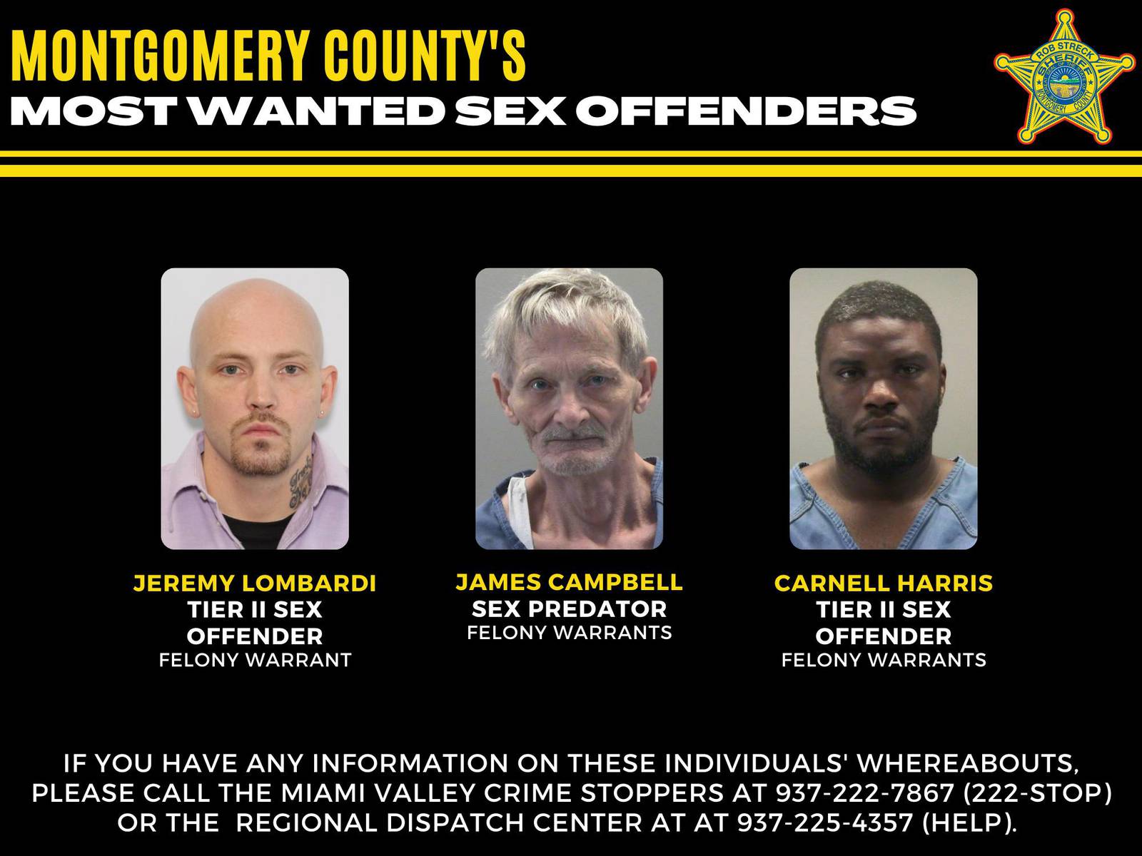 Montgomery County Sheriffs Office Seeks Information On Whereabouts Of Three Wanted Sex 2684