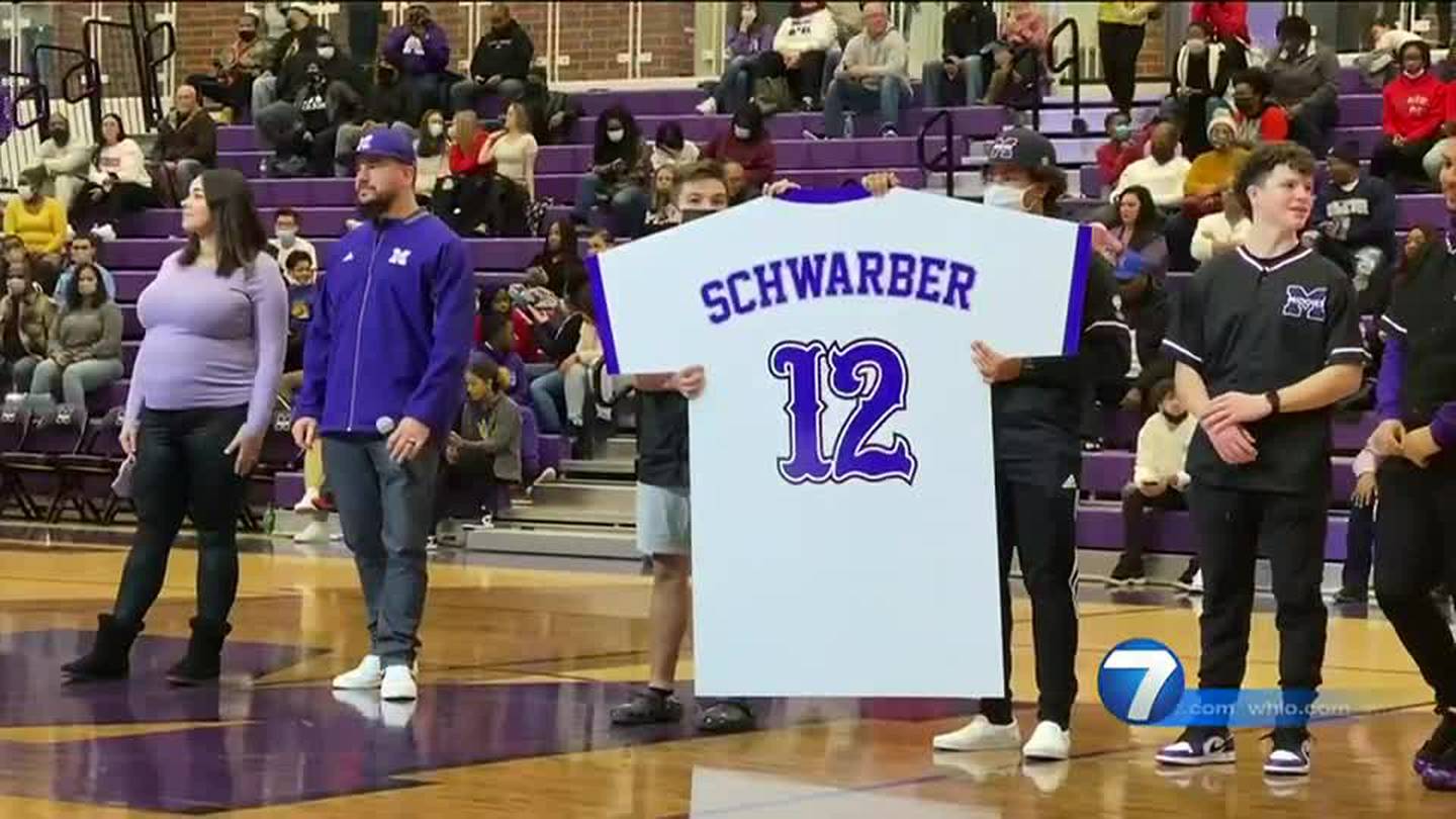 Kyle Schwarber's Middletown High School baseball jersey is retired