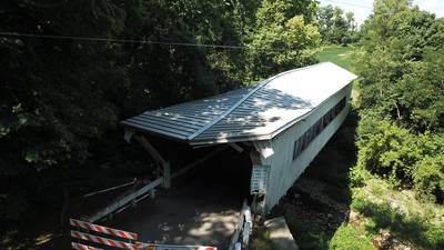 PHOTOS: Over 130-year-old Preble County bridge to remain closed after damage caused by semi