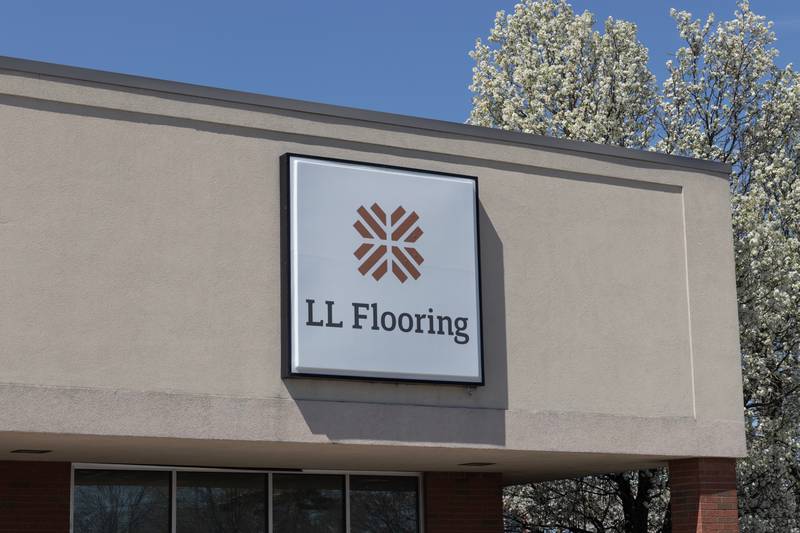 Indianapolis - Circa April 2023: LL Flooring retail store. Lumber Liquidators and LL Flooring are a retailer of hardwood flooring.