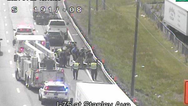Motorcycle crash causes slowdowns on I-75 in Montgomery County