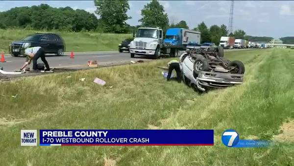 Driver seriously injured in rollover crash on I-70 West in Preble County