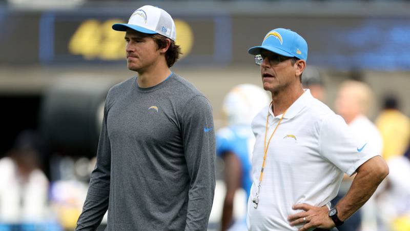 Justin Herbert and Jim Harbaugh