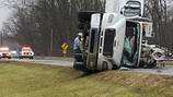 Rollover crash in Preble County traps victim inside utility truck