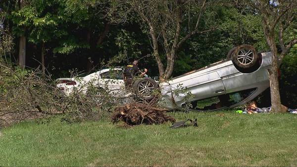 PHOTOS: 1 hurt in rollover crash in Dayton