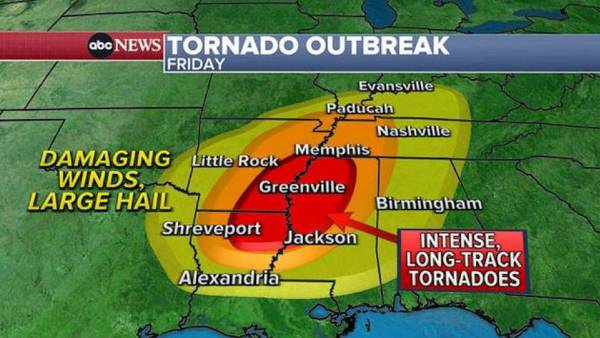 Dangerous tornado outbreak heads to the South: Latest forecast