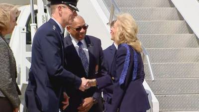 PHOTOS: First Lady Dr. Jill Biden arrives at Wright-Patterson Air Force Base