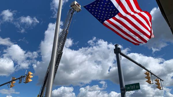 Richmond Firefighters raise Garrison flag in honor of fallen officer Seara Burton