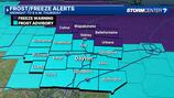 Freeze Warning, frost advisory in effect overnight; Milder temperatures ahead
