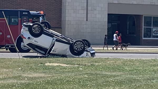 PHOTOS: Car lands on its top after crash in Springfield 