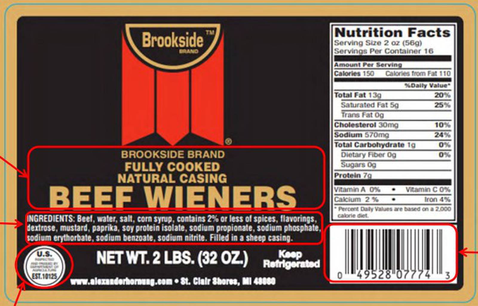 Recall Alert Beef wieners shipped to Ohio recalled due to misbranding