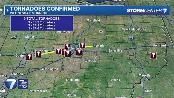 National Weather Service confirms 3 additional tornadoes Wednesday in Ohio