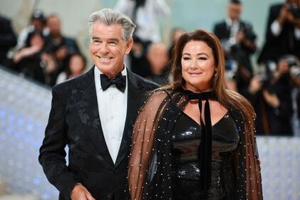 NEW YORK, NEW YORK - MAY 01: (L-R) Pierce Brosnan and Keely Shaye Smith attend The 2023 Met Gala Celebrating "Karl Lagerfeld: A Line Of Beauty" at The Metropolitan Museum of Art on May 01, 2023 in New York City. (Photo by Dimitrios Kambouris/Getty Images for The Met Museum/Vogue)