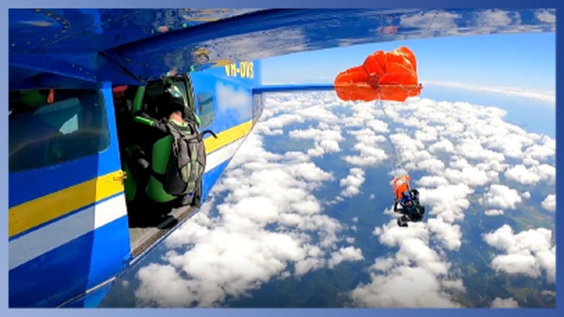 Skydiver dangles from plane’s tail when reserve parachute accidentally deploys