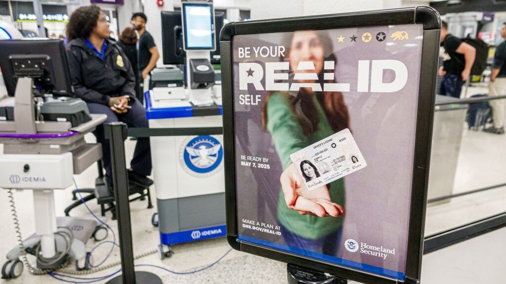 Miami, Florida, Miami International Airport, Homeland Security REAL ID message.