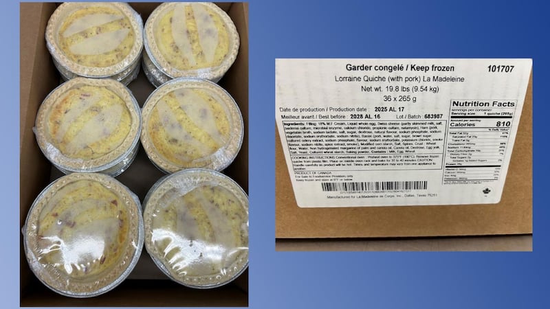 Recall alert: 6K pounds of Lorraine Quiche recalled