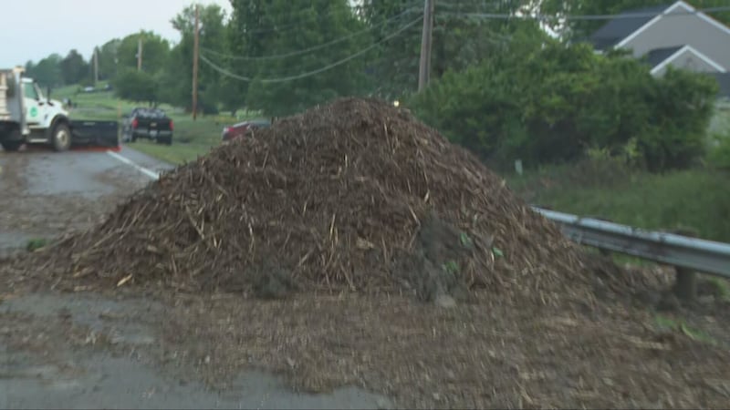 Flooding, debris closes busy road after heavy rain in Clark Co.