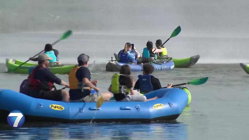Kids go kayaking as part of the Dayton PD's Youth Outdoor Adventure Camp