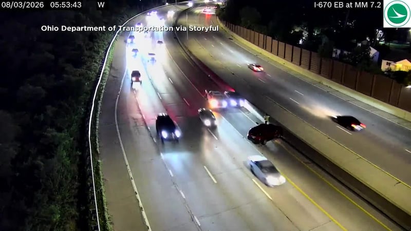 Driver goes out of control, slams into parked vehicle along I-670 outside Columbus